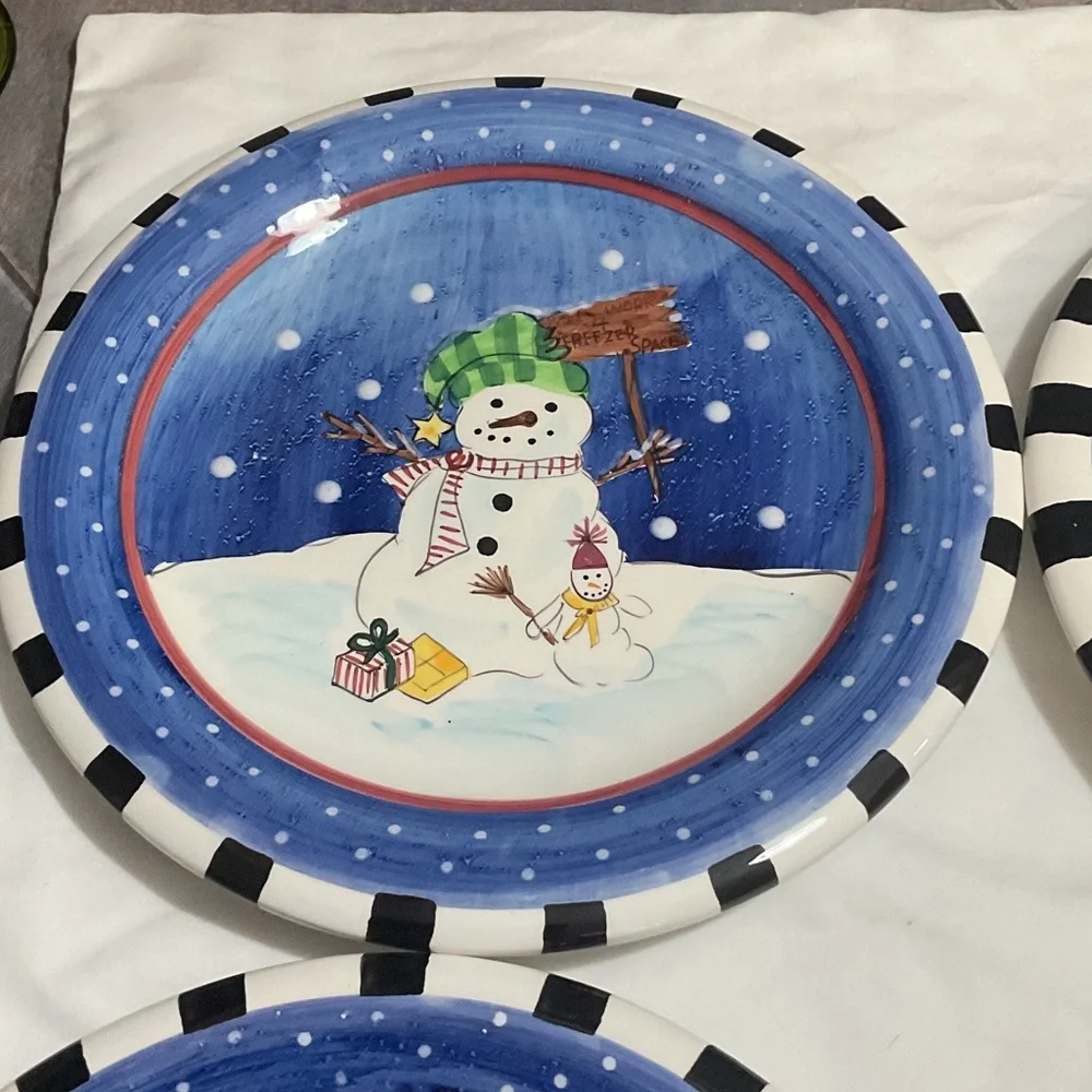 Festive Snowman Plates Set
